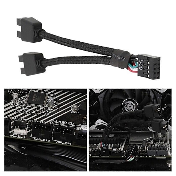 \"QD\" Emolevyn USB 2.0 9-nastainen Header 1 - 2 Jatko-osa Hub Splitter Adapteri Muunnin