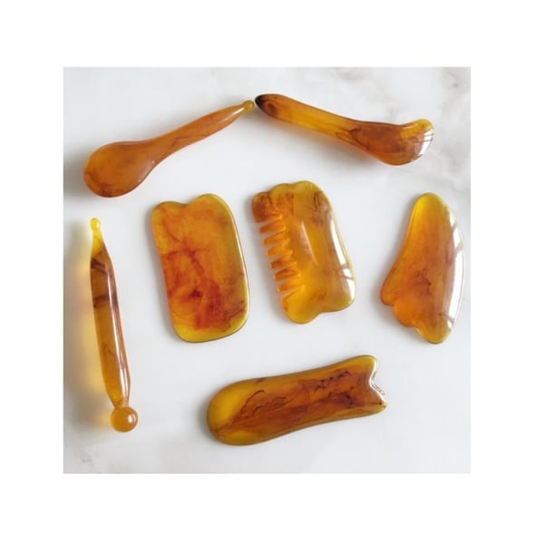 Gua sha-skrapa - Skrapmassage-set med 7 delar