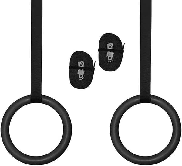 ABS Gymnastikringar med 28mm Omärkta Remmar - Svarta