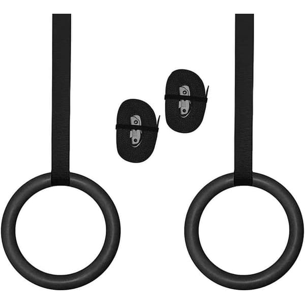 ABS gymnastikringe med 28 mm umarkerede stropper - sorte