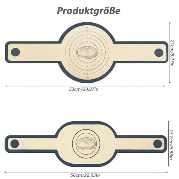 2-Pakning Tykk 0,7 mm Ovnsmatte med Langt Håndtak – Holdbar Bakematte for Brød, Passer for Ovn, Mikrobølgeovn, Airfryer m.m._qq