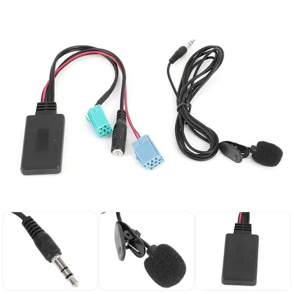 AUX-ingångsadapter för bilstereo, stöder Bluetooth-anslutning Mikrofon ABS-adapter för sömlös musikströmning i ditt fordon [GKS]