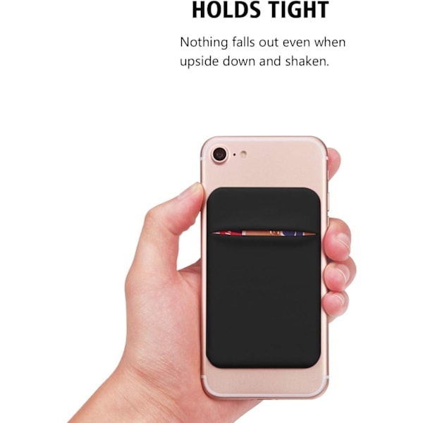 [QD] Mobiililompakko Itsekiinnittyvä Korttikotelo Kiinnitetään Lompakkokoteloon Itsekiinnittyvällä ID Luottokortti Pankkikortin Pidike iPhone Android 2 KPL MUSTA
