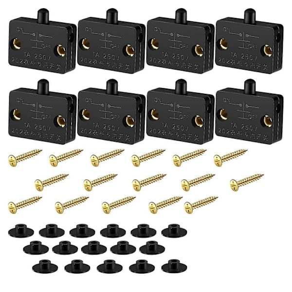[QD] 8 Stykker Skaplampebryter Automatisk Dørbryter Kontaktbryter for 12V 24V 110V