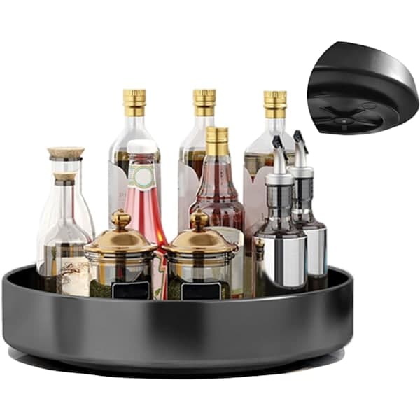 Large Rotating Metal Spice Rack - Storage Shelf for Cabinets and Countertops, Lazy Susan, Single Layer