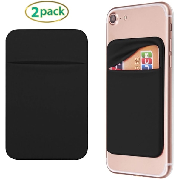 [QD] Mobilficka Självhäftande Korthållare Fäst På Plånboksfodral med Självhäftande ID Kreditkort Bankomatkort Hållare för iPhone Android 2 PACK SVART