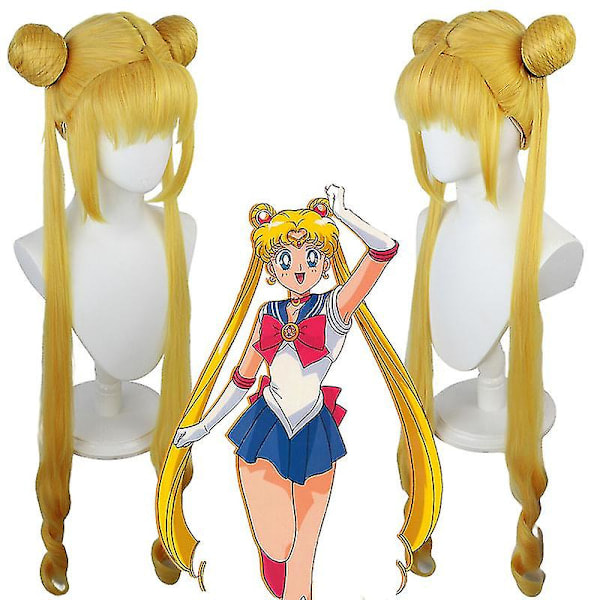 [QD] Anime Sailor Moon Peruukki Cosplay Puku Naiset Kultainen Pitkä Synteettinen Hius Halloween Juhla Roolileikki Peruukit