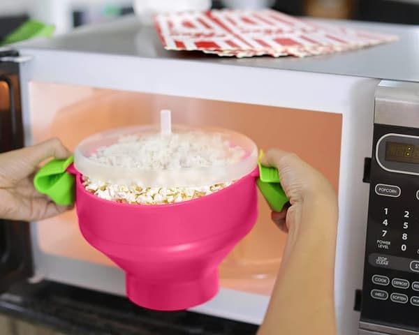 Popcornskål silikone sammenklappelig Rosa