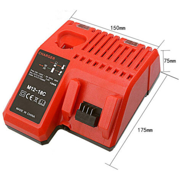QQU-M12-18C Li-ion akkulaturi Milwaukee 12V 14.4V 18V litiumakuille C1418C 48-11-1815/1828/1840 M18 M14 M12
