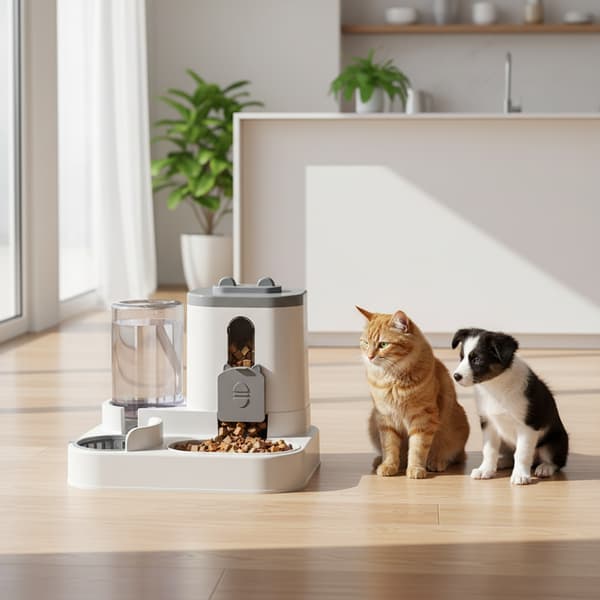 Automatisk foder- och vattendispenser för husdjur, 1600 ml foderbehållare & 800 ml vattendispenser, 2-i-1 mat- och vattenskål för katter och hundar