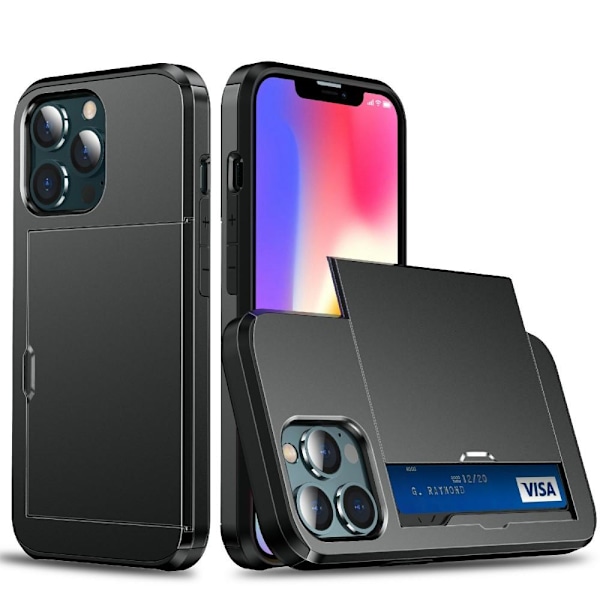 iPhone 13 Armor Kuori Korttipidike - Musta