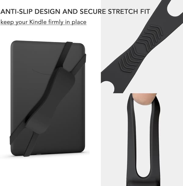 E-læser Håndrem Blød Silikone Anti-skrid Ergonomisk Enhåndsgreb til Kindle Kobo Tablets Sort