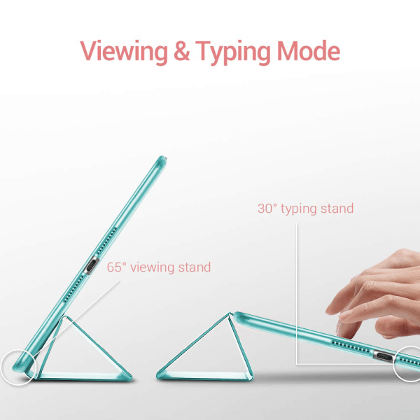 [QD] Ultra Slim Smart Case med gummibelagt, fleksibelt TPU-bakdeksel, automatisk hvile-/vekke-funksjon og visnings-/skrivestativ for iPad Mini 5 - Helt mintgrønn
