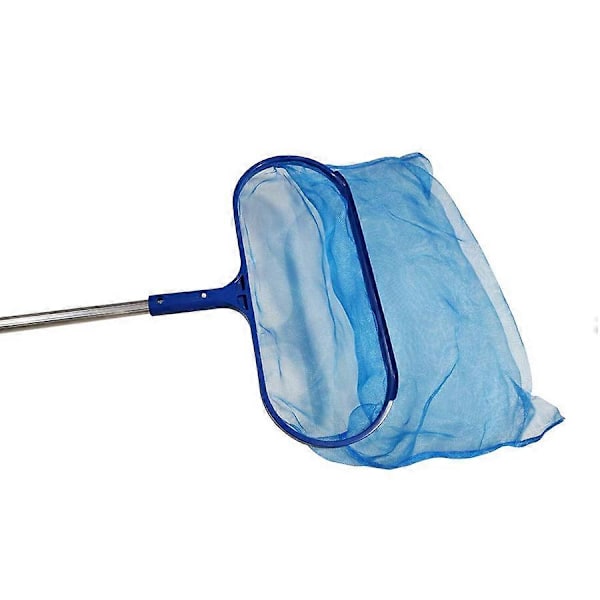 Svømme Skimmer Net med Justerbar Teleskopstang Dyb Pose Net Vandoverflade Affaldsrensningsnet_FO Silver  Blue