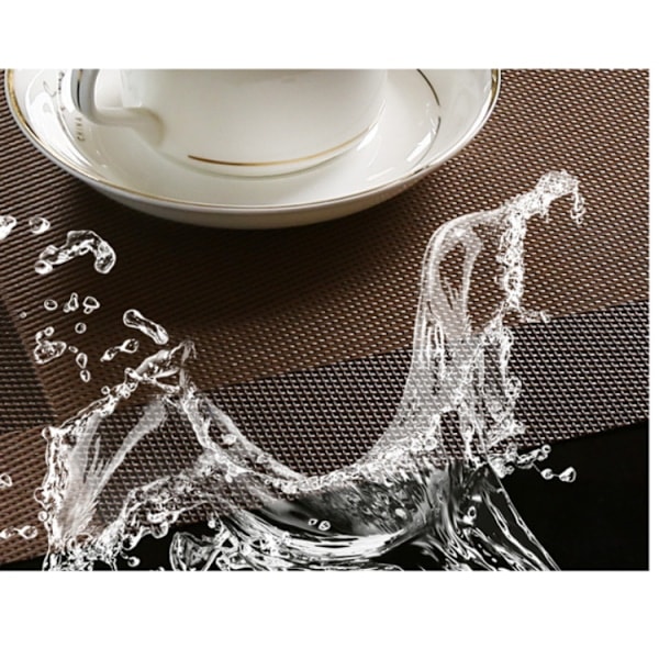 QD-Bordsunderlägg Set om 6 för Matsal, Fläckbeständiga, Tvättbara PVC Köksunderlägg, Vävd Vinyl, Lättorkad Bordsduk (kaffe)