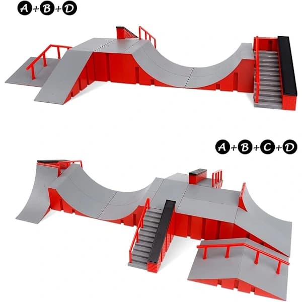 QU-Finger Skateboard Rampe Sæt - Mini Skate Park Sæt Træningstilbehør, A