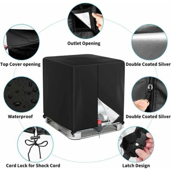 #QD#1000L IBC-tankskydd, 210D vattentankskydd, anti-UV dammtätt IBC-tankbehållarskydd, IBC-tanköverdrag med dragkedja (120 x 100 x 116 cm)