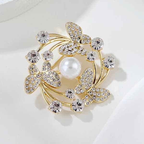 Perlebroche diamantkrans tre sommerfugle