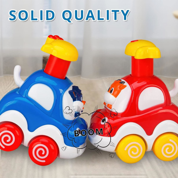 4-delad tröghetsanimal tecknad bil för toddler 1-3 år| Toddler Boy Leksaker för 1-åring Pojke Present Baby Leksaker Bästa presenten för 1:a födelsedag