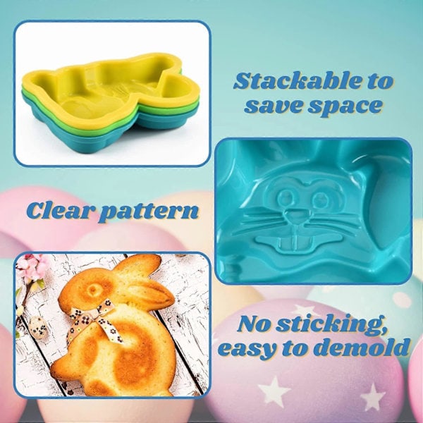 QD-Påskehare Kageform Tærteform, 16 cm Silikone Kageform Bageforme Bageplade til Kage Chokolade Fondant Slik Bageform