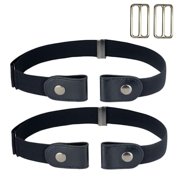 Elastiskt bälte utan spänne (one size) Svart Svart L 2-pack_qq