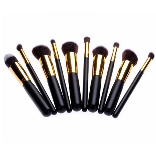 PRO Makeupbørster Sort / Guld - 10 stk._qq