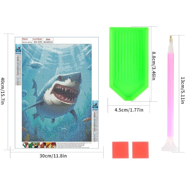 5D Diamond Painting Kit (White Shark)