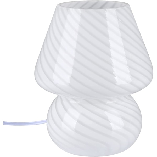 [QD] Svamplampa, glasbordslampa, sänglampa, transparent, vintage-stil, randig, liten nattlampa, svampdekorationsljus, virvel