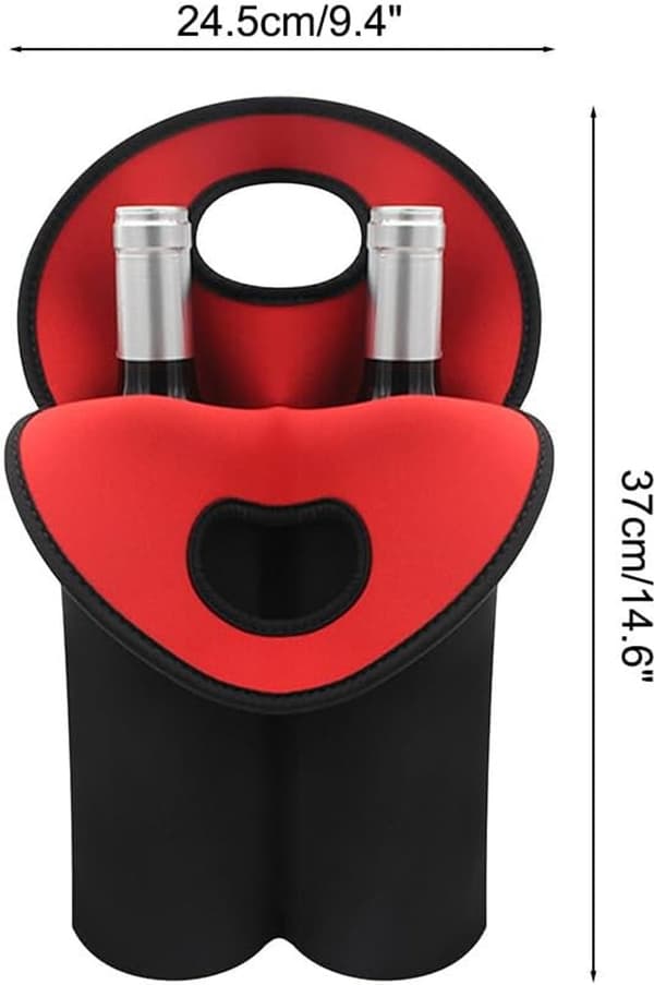 Vinflaskväskor, Isolerad Neopren, Rymmer Två 750 Ml Flaskor, För Picknick Och Resor, 2-pack, Röd