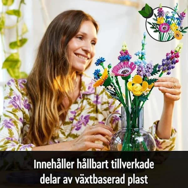 Vildblomsbukett, lavendel och gerbera, vuxenkit, presenttips, botanisk samling Blommor