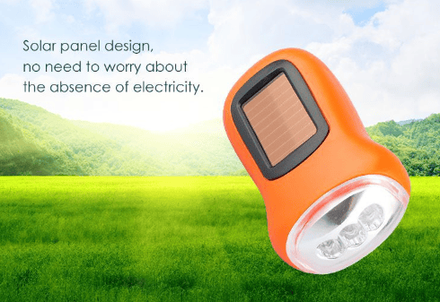 Blue Mini Hand Crank LED Flashlight, Emergency Crank Dynamo Solar Powered Flashlight Powerful Energy Saving Flashlight