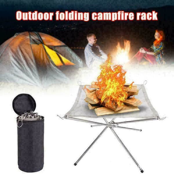 Bærbar foldbar bålplads i rustfrit stål til camping, strand, baghave og grill – stor størrelse large size