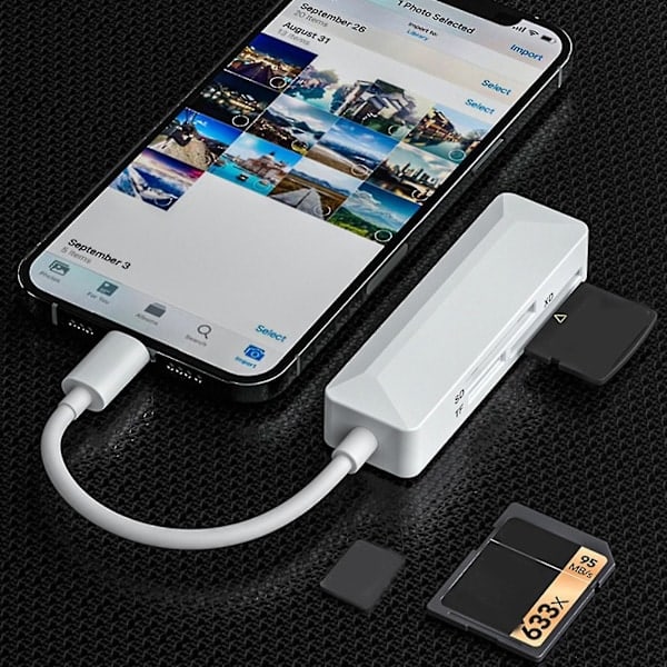 [QD] Ios8pin-kortinlukija Tfsd Xd 3-in-1 -kortinlukija kannettavalle tietokoneelle, puhelimelle ja tabletille
