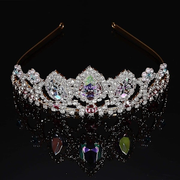 [QD] Födelsedagspresent för flickor Rapunzel Tiara Aurora Borealis Sten Gnistrande Guld Krona Halloween Prinsessa Trassel Kostymsmycken