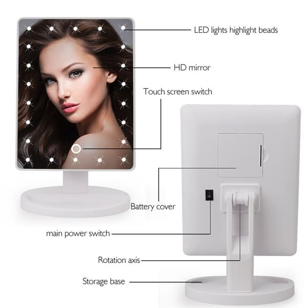 Makeup spejl med LED-lys - Hvid