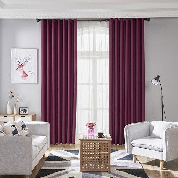 QU) Mørklægningsgardiner til soveværelse og stue, 1 panel polyester med sort bagside (flere farver) beige B132 x H160cm+Øjer foroven