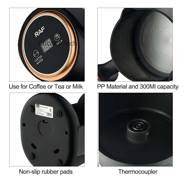 QU.Europeisk standard 300ML elektrisk kastrull 600W automatisk avstängning stänksäker kaffemaskin, köksapparater