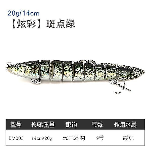 QD-14cm 20g Fiskeagn Ål 9 Segment Multi-Link Synkende Wobbler for Gjedde Abbor Swimbaits Crankbait