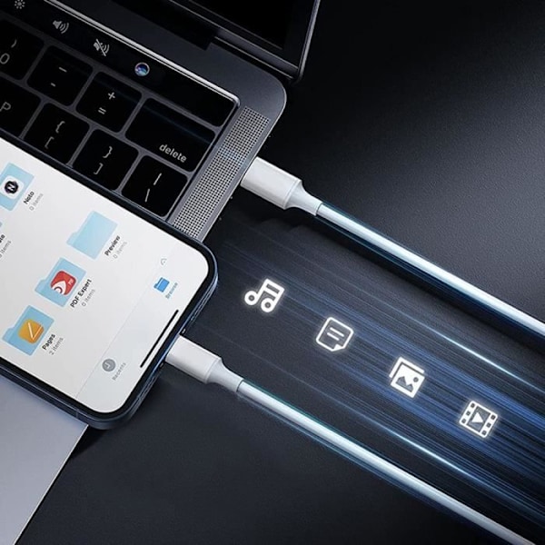 2-pak USB C til Lightning-kabel til iPhone 14 13 13 Pro Max 13 Mini 12 Pro Max 11 Pro, 1m Vit