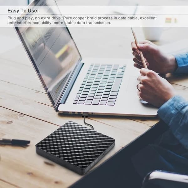 /QD/CD DVD-enhet Extern USB 3.0 Ultra Slim Bärbar CD-RW DVD-RW-brännare för bärbara datorer/datorer Windows
