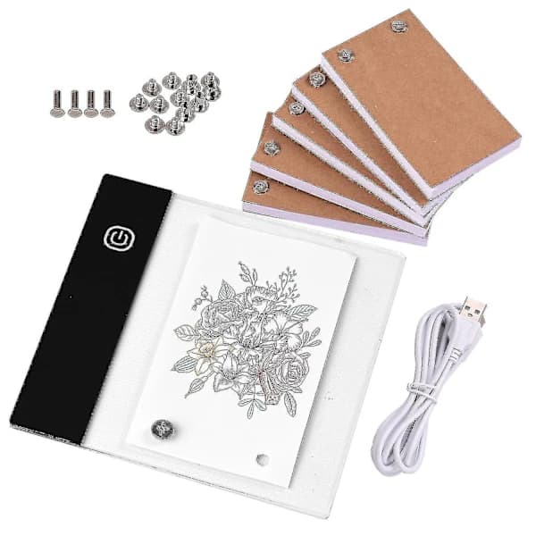 Flipbokssats med Mini LED-lysbord Lysboks Tabletdesign med hull 300 ark Flipchartpapir-