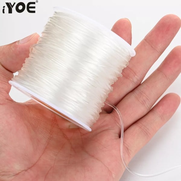 0,5-1,5 mm Elastinen Naru Läpinäkyvä Elastinen Lanka Korujen Valmistukseen DIY Rannekoru Kaulakoru Helmitarvikkeet 0.6MMx100M 1 Rulla