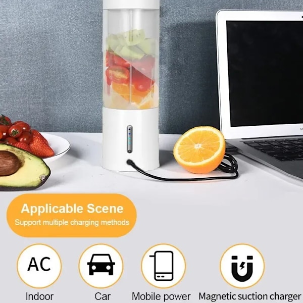 QU.450ML Kraftfuld Bærbar Blender til Smoothie Shakes Magnetisk Opladning Madprocessor Frugtmixer Maskine Mini Juicer Blender Kop