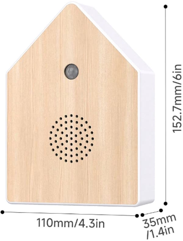 Fågelljudlåda med rörelsesensor och justerbar volym för badrum, kontor, hall, avkoppling, brun, 2-pack