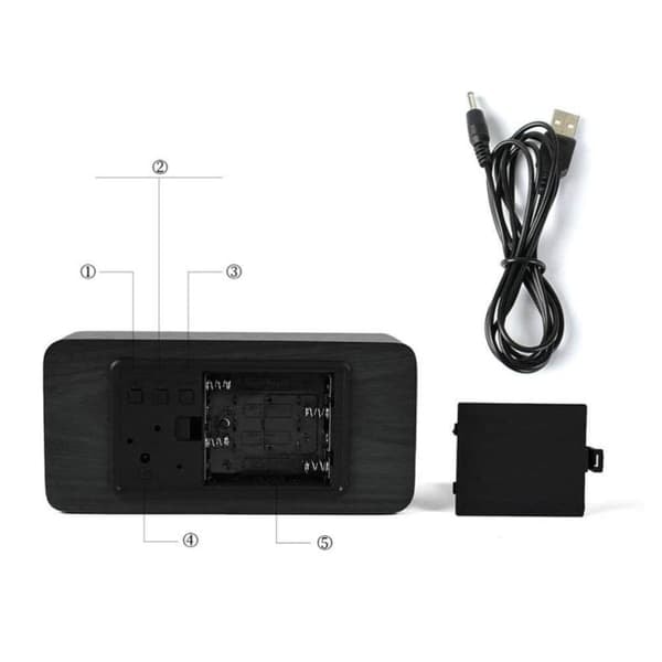 /QD/ Digital LED Väckarklocka i Trädesign - Svart / Vit