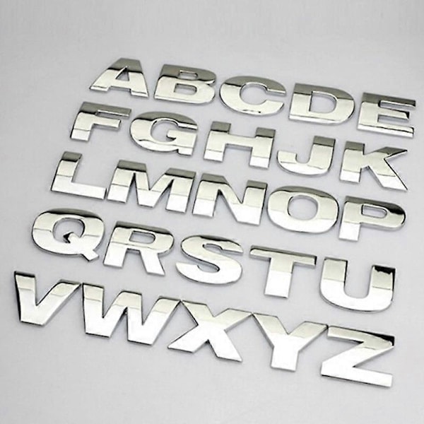 [QD] 3D Metallinen Aakkoset Hopea Merkki Kromi Hopea Kirjaimet Numerot Logo Autotarrat - 0number - Täydellinen
