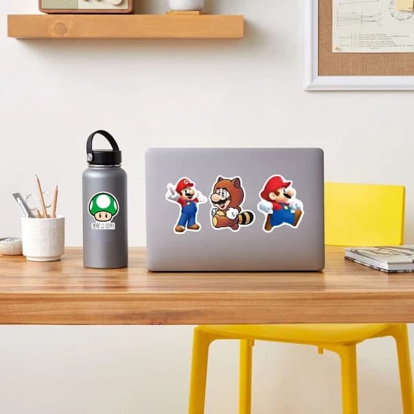 100 kpl Super Mario -tarroja vesipulloihin