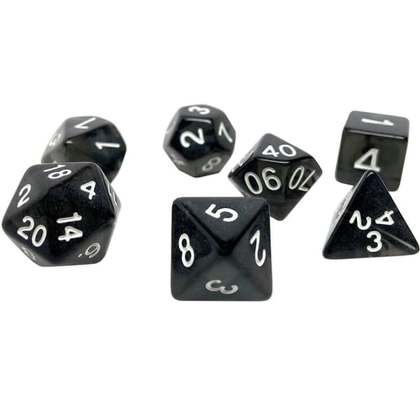 /QD/ 7-pack tärningar för Dungeons and Dragons (Svart)