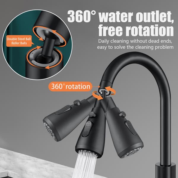 Swivel Shower Head for Kitchen Faucet Silver Silver 132