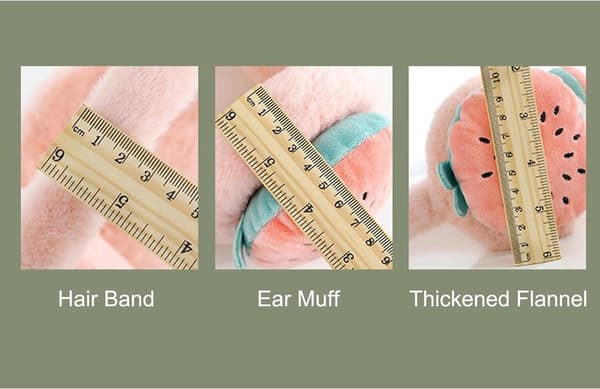 Öronmuffar, 2-pack, Plysch, Morot/Jordgubbsdesign, Vikbara, Rosa, Vinter